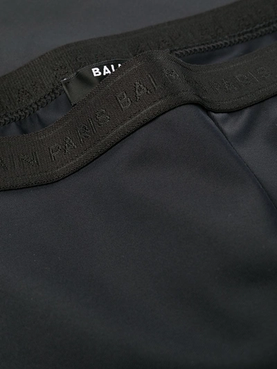 Shop Balmain Logo Embroidered Leggings In Black