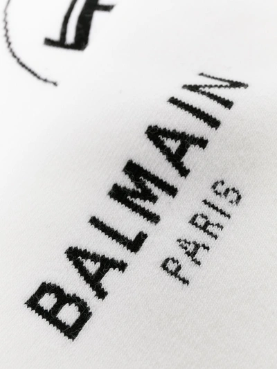 Shop Balmain Intarsia Logo Socks In White