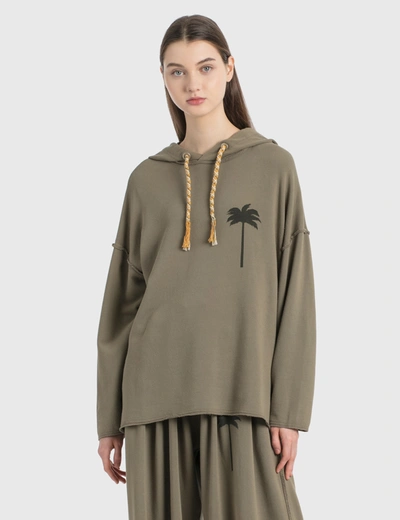 Shop Palm Angels Palm Tree Hoodie In Beige