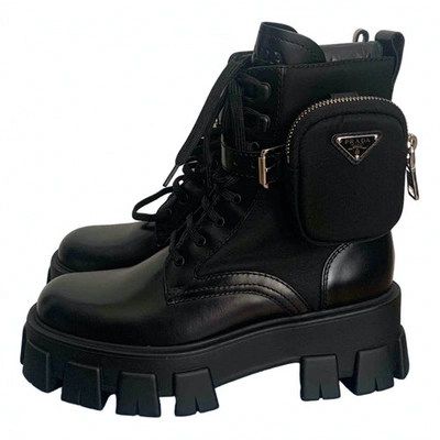 Pre-owned Prada Monolith Black Leather Boots