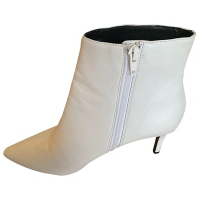 Pre-owned Dune Leather Boots In White