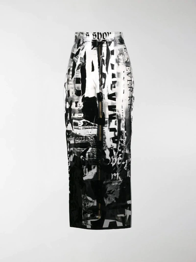 Shop Balmain All-over Print Fitted Skirt In White