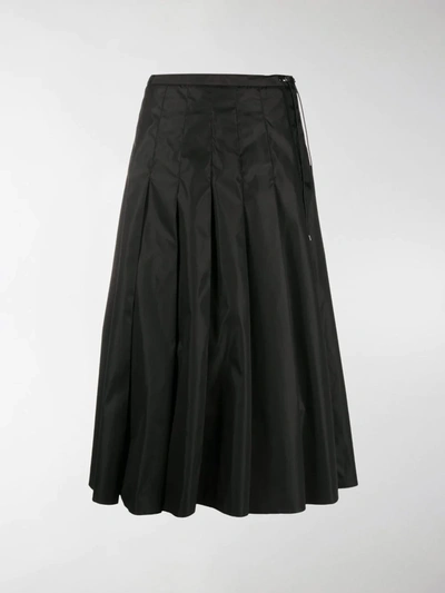 Shop Moncler Pleated Midi Skirt In Black