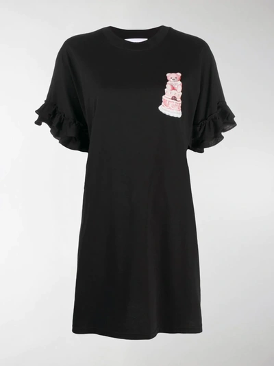 Shop Moschino Teddy Print Jersey Dress In Black