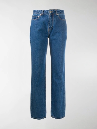 Shop Ganni Straight-leg High-rise Jeans In Blue