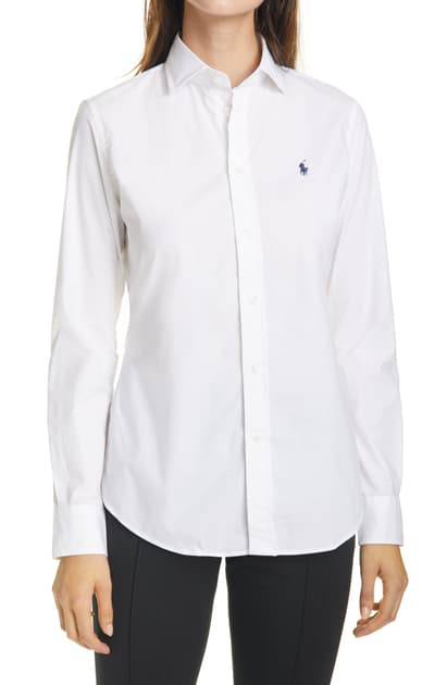 ralph lauren white button up shirt