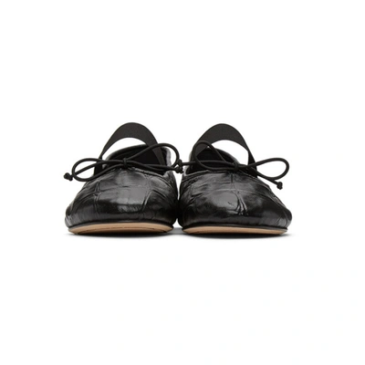 Shop Marni Black Croc Ballerina Loafers In 00n99 Black
