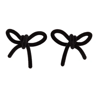 Shop Shushu-tong Shushu/tong Black Yvmin Edition Velvet Bow Earrings