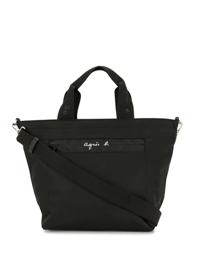 Shop Agnès B. Logo Tote Bag In Black