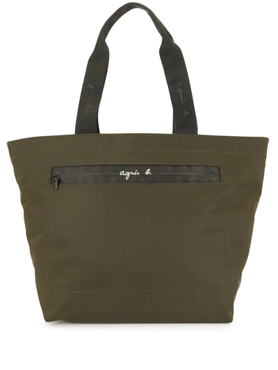 Shop Agnès B. Zipped Technical Tote Bag In Green