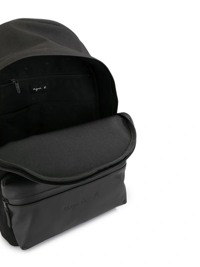 Shop Agnès B. Leather Panelled Backpack In Black