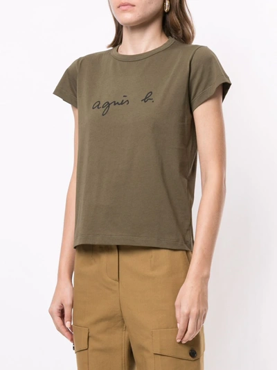 Shop Agnès B. Logo Crew-neck T-shirt In Green