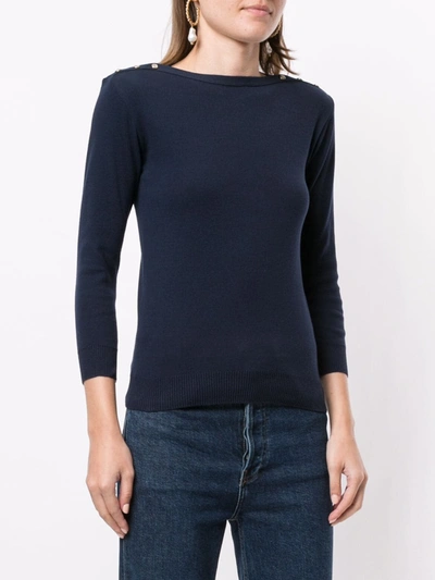 Shop Agnès B. Slim-fit Crew Neck Top In Blue