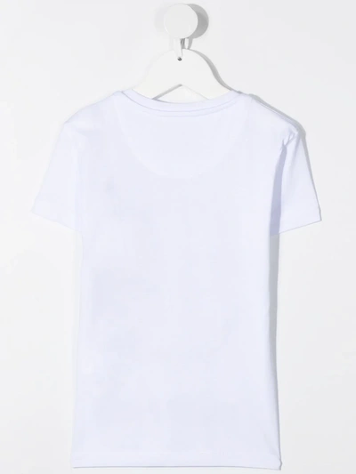Shop Philipp Plein Junior Hexagon Crystal Logo T-shirt In White