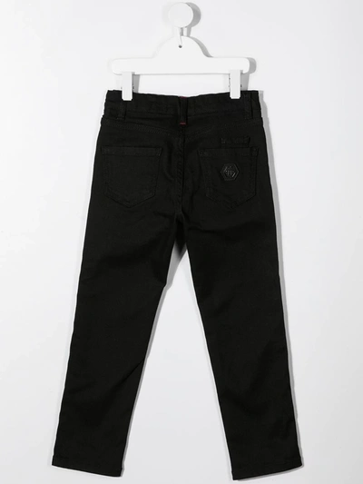 Philipp Plein Junior Istitutional Straight Leg Jeans In Black