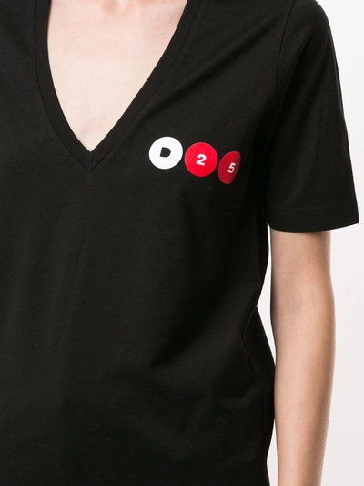Shop Dsquared2 Logo Print V Neck T-shirt In Black