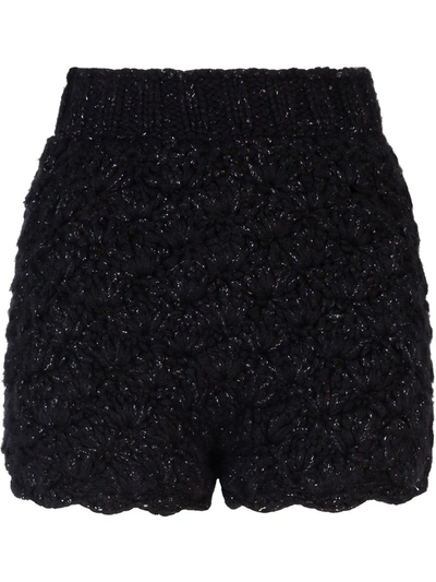 Shop Dolce & Gabbana High-waisted Knit Shorts In Black