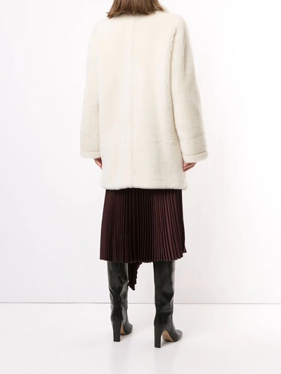 Shop Max Mara Double-breasted Teddy Coat In White