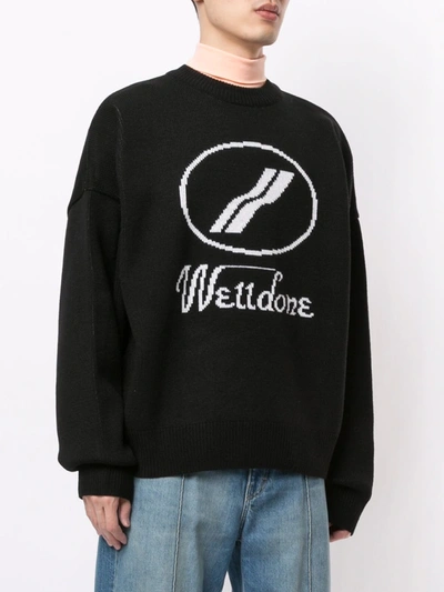 Shop We11 Done Logo Intarsia Jumper In Black