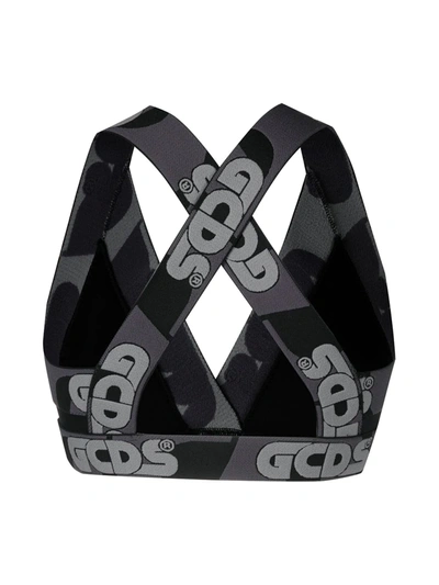 Shop Gcds Logo-tape Triangle Bra In Black