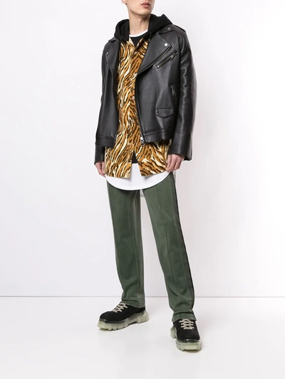 Mastermind Japan Tiger-print Button-up Hoodie In Brown