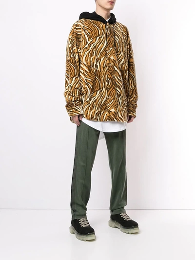 Mastermind Japan Tiger-print Button-up Hoodie In Brown