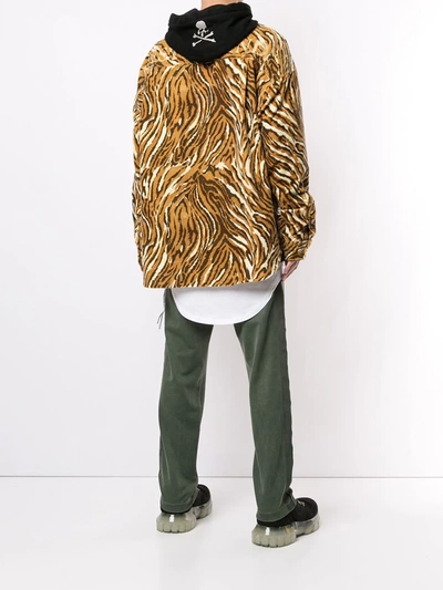 Shop Mastermind Japan Tiger-print Button-up Hoodie In Brown