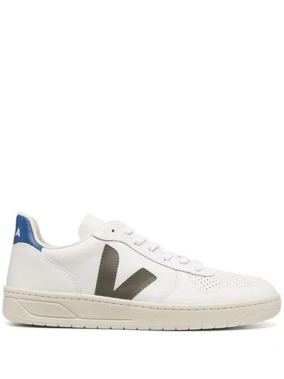 Shop Veja V-10 Leather Basketball Sneakers In White