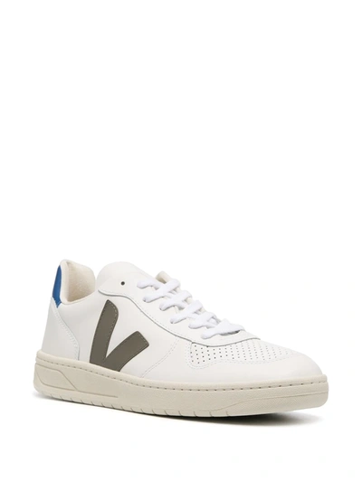 Shop Veja V-10 Leather Basketball Sneakers In White