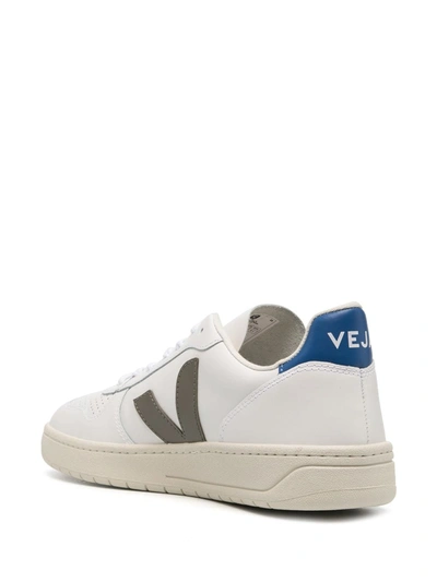 Shop Veja V-10 Leather Basketball Sneakers In White