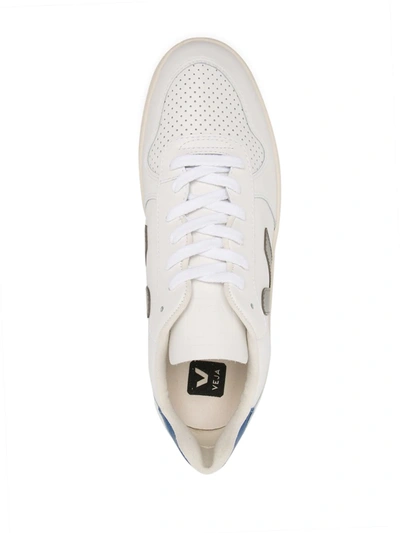 Shop Veja V-10 Leather Basketball Sneakers In White