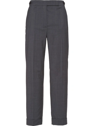 Shop Prada Cropped Tailored Trousers In Grey