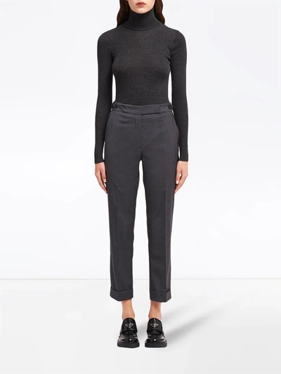 Shop Prada Cropped Tailored Trousers In Grey