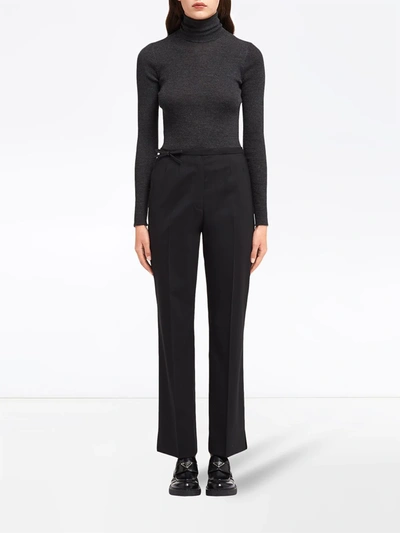 Shop Prada Bow-detail Trousers In Black