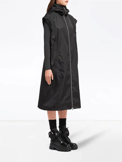 Shop Prada Drop-shoulder Hooded Coat In Black