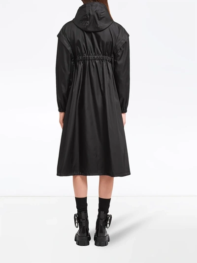 Shop Prada Drop-shoulder Hooded Coat In Black