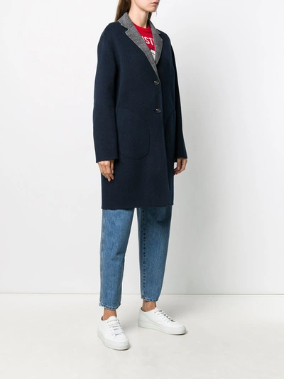 Shop Tommy Hilfiger Wool-blend Reversible Coat In Blue