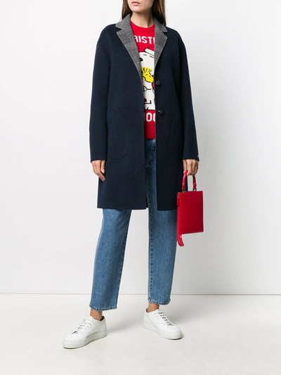 Shop Tommy Hilfiger Wool-blend Reversible Coat In Blue