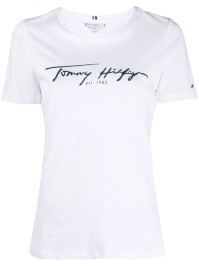 Shop Tommy Hilfiger Logo Print T-shirt In White
