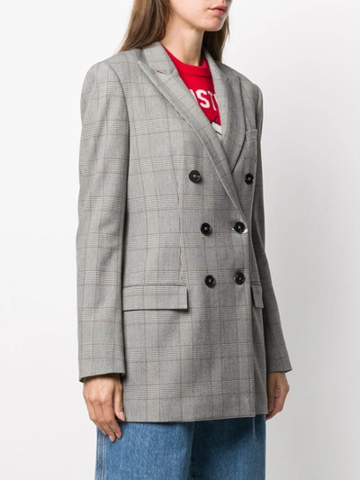 Shop Tommy Hilfiger Double Breasted Check Blazer In Grey