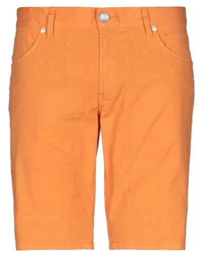 Shop Jeckerson Man Shorts & Bermuda Shorts Orange Size 34 Cotton, Elastane