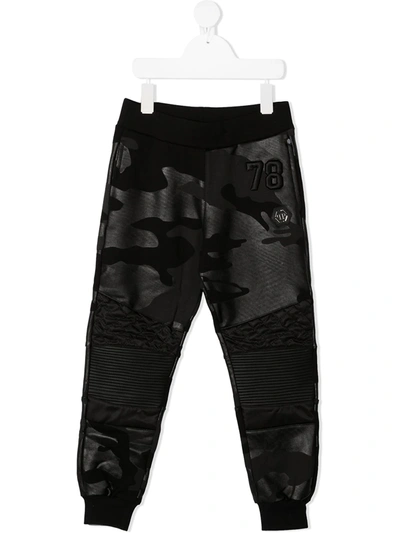Shop Philipp Plein Junior Camouflage Print Track Trouser In Black