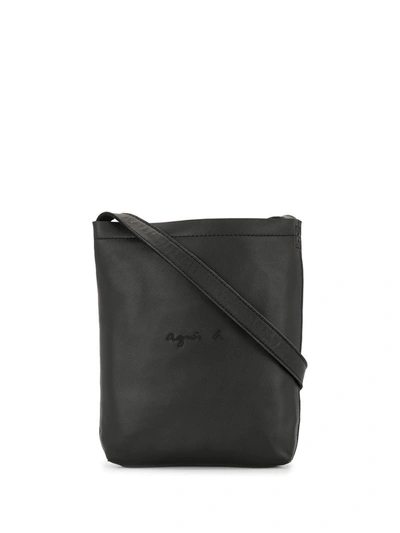 Shop Agnès B. Logo Messenger Bag In Black