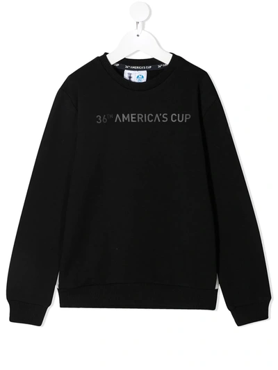 Shop North Sails X Prada Kids Slogan-print Sweatshirt In Black