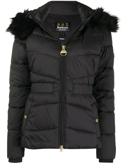 Shop Barbour Detachable Faux-fur Coat In Black