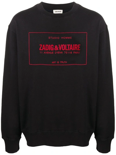 Shop Zadig & Voltaire Logo Print Cotton Sweatshirt In Black