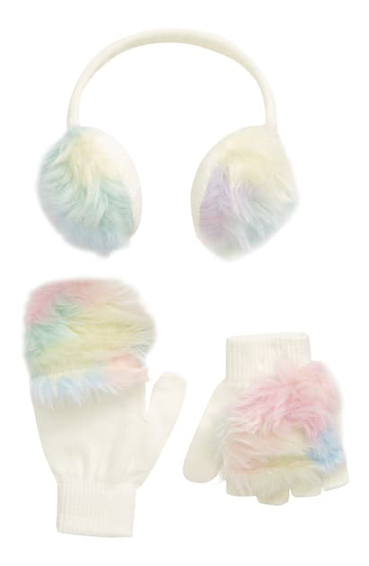 Capelli New York Kids' Ombre Faux Fur Earmuffs & Gloves Set In Ivory Combo  | ModeSens