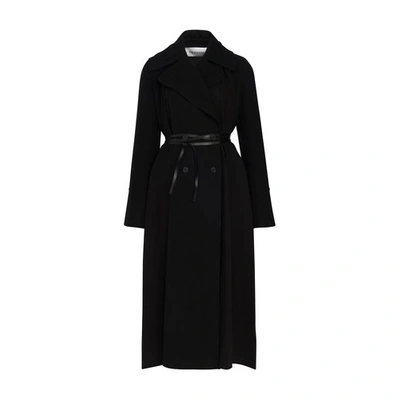 Shop Valentino Belted Coat In Black