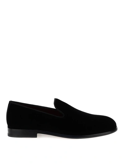 Shop Dolce & Gabbana Velvet Slippers In Black