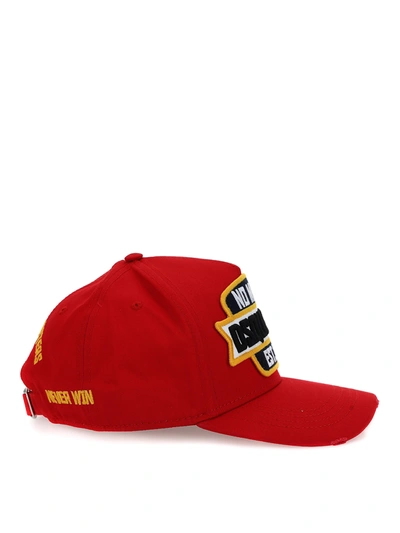 Shop Dsquared2 Logo Patch Baseball Cap In Red